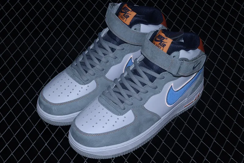 All categories Nk Air Force 1 Air Force series Nk Air Force 1 Mid Air Force mid-top Nk Air Force 1'07 Mid gray blue orange suede Air Force One mid-top casual sneakers CQ5059-203